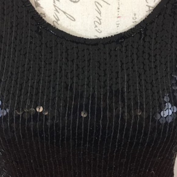 Miss Paillette Sequence Black Tank Size Petite S - Picture 2 of 5